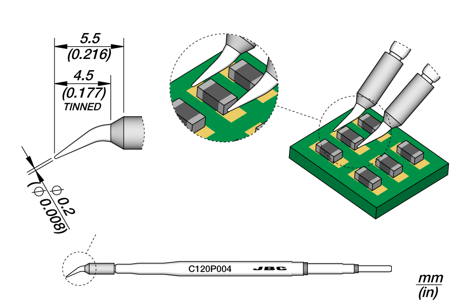 C120P004 - Conical Bent Cartridge Ø 0.2